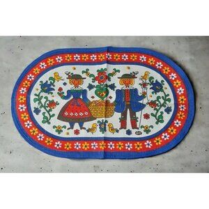 Traditional Austrian Oval Doily Bright Flowers Dresser Scarf Austria Flowers 12"